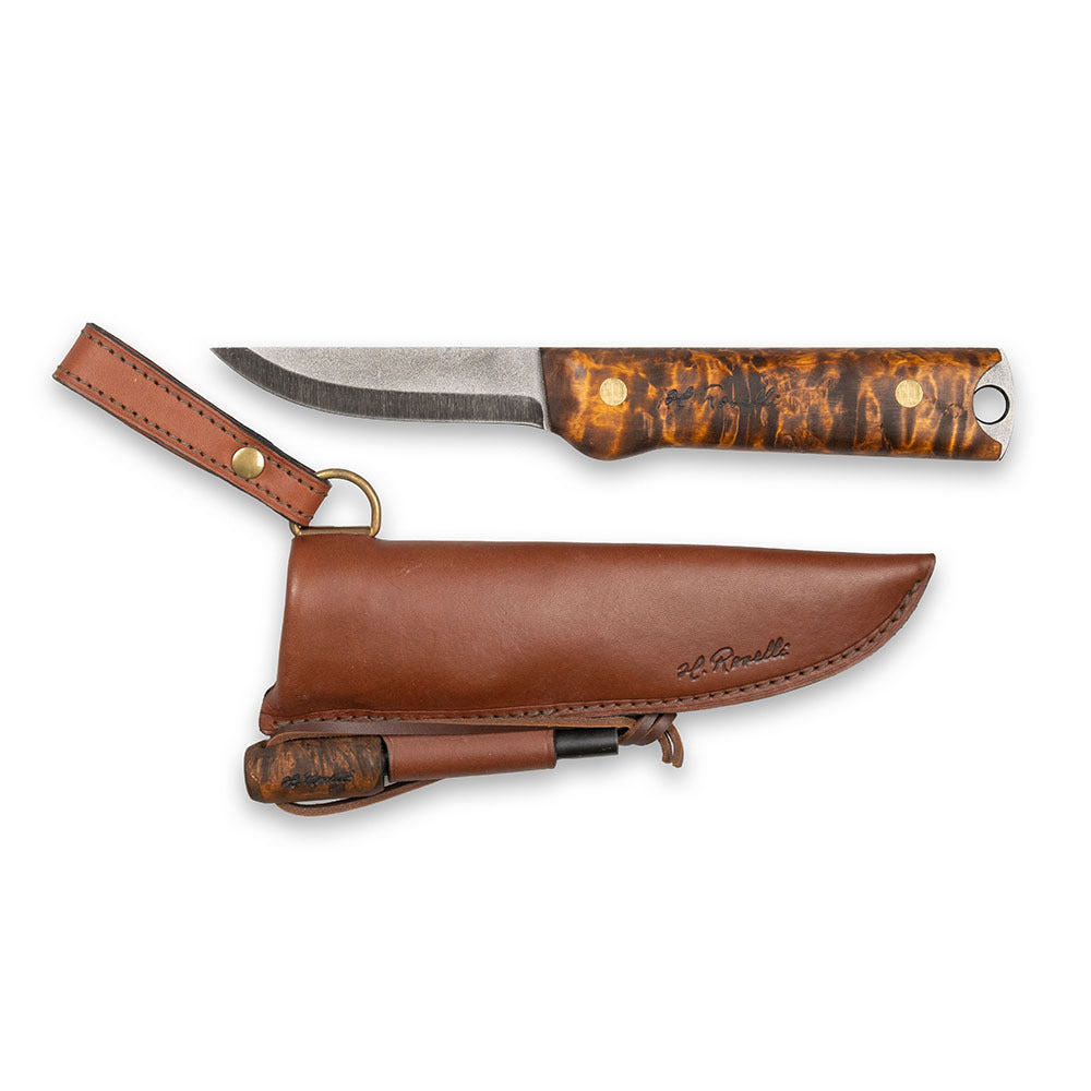 Heimo 4” Bushcraft Knife | Full Tang Carbon Steel | Roselli Finland